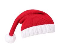 Knitted Santa Hat Red Christmas Beanie with Pom-pom