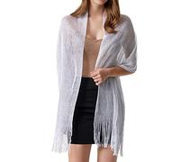 Knitted Shawl Women's Shawl Rayon Scarf Gold And Silk Flat Scarf Thin Shawl Headscarf Polyester Silk Scarf ashmere Scarves (White, One Size)