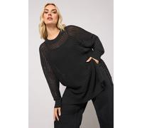 Knitted Side Split Jumper Yours Black 22-24