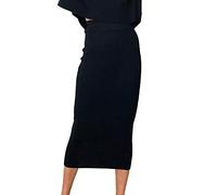 Knitted Skirt For Women Uk | Jersey Skirts For Women Elasticated Waist Long Skirt Slim Fit Winter Skirts Solid Color Pencil Skirt High-Waist Wrap Skirt Sexy Midi Skirts Hip Bodycon Casual Tweed Skirt