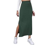 Knitted Skirts For Women Uk | Black Jersey Skirt Midi Skirts Side Split Long Skirts Winter Skirts High Waisted Bodycon Skirt Slim Fit Pencil Skirt Solid Color Wrap Skirt Basic Versatile Wool Skirt