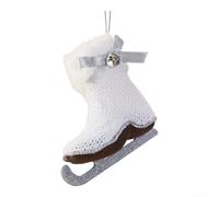 Knitted Sleigh Boot Christmas Tree Ornament Red 10.5x10.5cm Vintage | Soft cloth material with red white colors Hanging loop for easy display Bell detail adds playful holiday charm