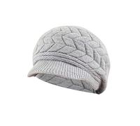 Knitted Slouchy Brete Hat Women Newsboy Cap Cotton Knitted Peaked Beret Hats Cable Chunky Hats with Brim Solid Crochet Baker Boy Cabbie Cap Winter Autumn Hat Grey One Size