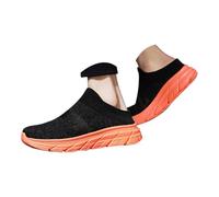 Knitted Sneakers Men, Mesh Breathable Soft Bottom Shoes Fashionable Lightweight Walking Shoes Summer Quick Dry Sports Shoe Without Laces Casual Athletic Jogging Shoe Non-Slip Outdoor Sneaker Orange