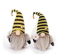 Knitted Stripe No-Face Doll Figurine 24cm Home Garden Décor Ornament for Shelf Table Display Black Yellow(A)