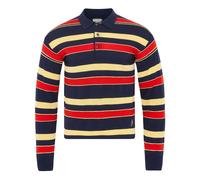 Knitted Striped Rugby Polo Top M