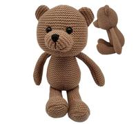 Knitted Stuffed Animal - Cuddle Plush Bear Comfort, Textured Yarn Aesthetic Design, 25cm Height + 100% PP Coton Filling, Durable Crochet Finish Fabric - For Bedroom Decor & Babby Rooms (Soft Gift)