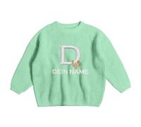 Knitted Sweater for Boys Girls Babies Embroidered Kids' Sweater Cozy Autumn Days Winter Evenings Soft Wear Comfort Stylish Design Letter Embroidery for Leisure 1-7 Years (Light Green, 12-18 Months)