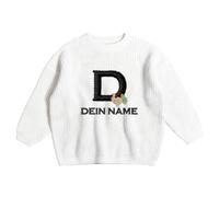 Knitted Sweater for Boys Girls Babies Embroidered Kids' Sweater Cozy Autumn Days Winter Evenings Soft Wear Comfort Stylish Design Letter Embroidery for Leisure 1-7 Years (White, 3-4 Years)