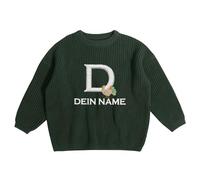 Knitted Sweater for Boys Girls Babies Embroidered Kids' Sweater Cozy Autumn Days Winter Evenings Soft Wear Comfort Stylish Design Letter Embroidery for Leisure 1-7 Years (Army Green, 6-12 Months)