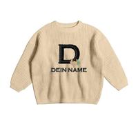 Knitted Sweater for Boys Girls Babies Embroidered Kids' Sweater Cozy Autumn Days Winter Evenings Soft Wear Comfort Stylish Design Letter Embroidery for Leisure 1-7 Years (Beige2, 4-5 Years)