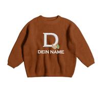 Knitted Sweater for Boys Girls Babies Embroidered Kids' Sweater Cozy Autumn Days Winter Evenings Soft Wear Comfort Stylish Design Letter Embroidery for Leisure 1-7 Years (Brown, 6-12 Months)