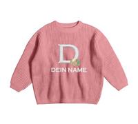 Knitted Sweater for Boys Girls Babies Embroidered Kids' Sweater Cozy Autumn Days Winter Evenings Soft Wear Comfort Stylish Design Letter Embroidery for Leisure 1-7 Years (12-18 Months) Pink
