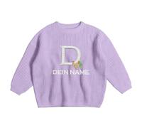 Knitted Sweater for Boys Girls Babies Embroidered Kids' Sweater Cozy Autumn Days Winter Evenings Soft Wear Comfort Stylish Design Letter Embroidery for Leisure 1-7 Years (Light Purple, 2-3 Years)