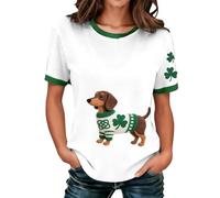 Knitted T-shirt with animal pattern, ribbed structure, casual everyday outfit with crew neck, White, 3XL