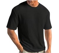 Knitted T Shirts for Man Sale Clearance Summer 2025 Crew Neck Short Sleeve Tees Waffle Knit Solid Color Basic Undershirt Gym Workout Tops Mens Loose Fit Soft Shirts Plus Size S-XXL