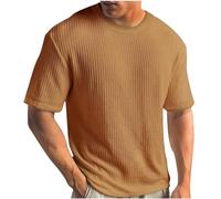 Knitted T Shirts for Man Sale Clearance Summer 2025 Crew Neck Short Sleeve Tees Waffle Knit Solid Color Basic Undershirt Gym Workout Tops Mens Loose Fit Soft Shirts Plus Size S-XXL
