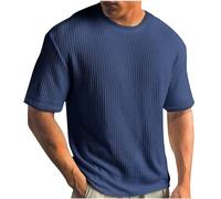 Knitted T Shirts for Man Sale Clearance Summer 2025 Crew Neck Short Sleeve Tees Waffle Knit Solid Color Basic Undershirt Gym Workout Tops Mens Loose Fit Soft Shirts Plus Size S-XXL