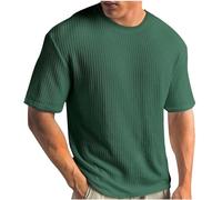 Knitted T Shirts for Man Sale Clearance Summer 2025 Crew Neck Short Sleeve Tees Waffle Knit Solid Color Basic Undershirt Gym Workout Tops Mens Loose Fit Soft Shirts Plus Size S-XXL