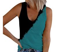 Knitted Tank Tops Women UK Tie Dye Ribbed Vests Plus Size Summer Top Classic Sleeveless Elegant V Neck T Shirts Slim Fit Work Blouses Casual Tee Shirt