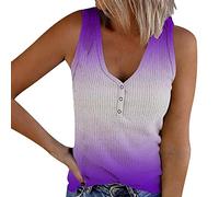 Knitted Tank Tops Women UK Tie Dye Ribbed Vests Plus Size Summer Top Classic Sleeveless Elegant V Neck T Shirts Slim Fit Work Blouses Casual Tee Shirt