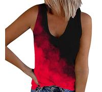 Knitted Tank Tops Women UK Tie Dye Ribbed Vests Plus Size Summer Top Classic Sleeveless Elegant V Neck T Shirts Slim Fit Work Blouses Casual Tee Shirt