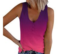 Knitted Tank Tops Women UK Tie Dye Ribbed Vests Plus Size Summer Top Classic Sleeveless Elegant V Neck T Shirts Slim Fit Work Blouses Casual Tee Shirt