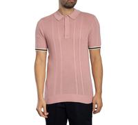 Knitted Texture Polo Shirt Grey Pink XL
