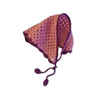 Knitted Triangle Headband 2/4 Pcs Crochet Turban Hair Scarf Bandana Hair Bands For Women Knitting Vintage Hair Bands Headband(Pink 2pcs)