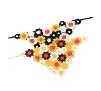 Knitted Triangle Headband 2 Pcs Flower Hair Scarf Headband Bandana Hairband Knitting Triangle Scarf Headbands Hair Accessories(Beige and Black)