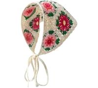 Knitted Triangle Headband, Flower Crochet Headscarf, French Pastoral Style Headband Triangle Hairband Hair Accessories for Women Girls