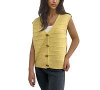 Knitted Waistcoats for Women Cotton Open Front Sleeveless Jumpers with Horn Buttons Chunky Twist Knit Sweater Tank Tops Trendy Casual Cardigan for All Seasons Yellow M