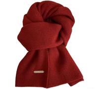 Knitted warm womens scarf for winter, long neck wrap made of soft polyester material featuring a simple stylish plain color design (Red)