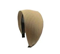 Knitted Wide Brim Headband, Vertical Pit Texture Soft Fabric, Retro Simple Autumn Winter Hair Hoop for Daily Makeup Face Washing Women Gift Khaki