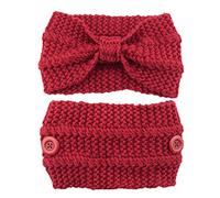 Knitted Wide Headband Elastic Knotted Turban with Button Crochet Hair Bands Ear Warmer Soft for Head Wrap for Women Crochet Turban Winter Braided Headband