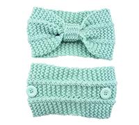 Knitted Wide Headband Elastic Knotted Turban with Button Crochet Hair Bands Ear Warmer Soft for Head Wrap for Women Crochet Turban Winter Braided Headband