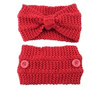 Knitted Wide Headband Elastic Knotted Turban with Button Crochet Hair Bands Ear Warmer Soft for Head Wrap for Women Crochet Turban Winter Braided Headband