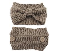 Knitted Wide Headband Elastic Knotted Turban with Button Crochet Hair Bands Ear Warmer Soft for Head Wrap for Women Crochet Turban Winter Braided Headband
