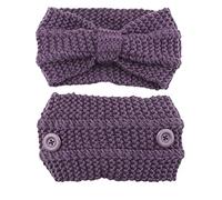 Knitted Wide Headband Elastic Knotted Turban with Button Crochet Hair Bands Ear Warmer Soft for Head Wrap for Women Crochet Turban Winter Braided Headband