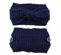 Knitted Wide Headband Elastic Knotted Turban with Button Crochet Hair Bands Ear Warmer Soft for Head Wrap for Women Crochet Turban Winter Braided Headband