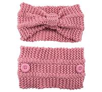 Knitted Wide Headband Elastic Knotted Turban with Button Crochet Hair Bands Ear Warmer Soft for Head Wrap for Women Crochet Turban Winter Braided Headband