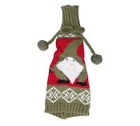 Knitted Wine Bottle Cover | Handmade Reusable Sleeve for Christmas/Wedding/Birthday Party Decor | Home Bar Decoration Present (Red Green)