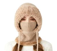 Knitted Winter Face Cover Hat - Women's Windproof Comfortable Adjustable Warm Face Cover - Hat, Full Covering Winter Knitting Cap | for Backpacking Climbing Skiing Cycling Commuting Camping Khaki