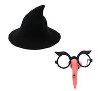 Knitted Witch HatNovelty Disguise Glasses Witch Nose Halloween Cosplay Costume Accessories for Kids