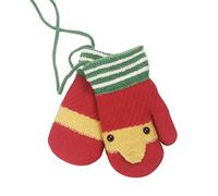 Knitted Wool Gloves Winter Warm Fluffy Full Finger Mittens Cute Cartoon Gloves Thicken Velvet Hanging Neck Mittens Birthday Xmas Gifts for 0-3 Y Kids (red-bird, Length: 13 cm, palm width: 8 cm)