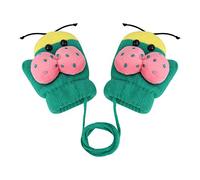 Knitted Wool Gloves Winter Warm Fluffy Full Finger Mittens Cute Cartoon Gloves Thicken Velvet Hanging Neck Mittens Birthday Xmas Gifts for 0-3 Y Kids (green#E, Length: 13 cm, palm width: 8 cm)