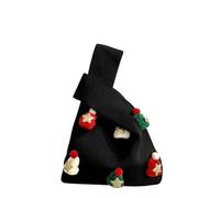 Knitted Wrist Bag 2 Pcs Women Knot Wrist Bag For Decoration Casual Knit Handbag Crochet Wristlet Handbag For Girls For Going Out Shopping(Black B)