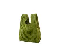 Knitted Wrist Bag Knit Handbag For Women Casual Knot Wrist-bag Wide Stripe Plaid Tote Bag For Shopping For Going Out Shopping(Green)
