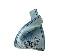 Knitted Wrist Bag Reusable Knot Tote Bag Elegant Knit Handbag For Women Small Knitted Wristlet Bag For Going Out Shopping(Blue)