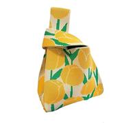 Knitted Wrist Bag Small Women Knot Wrist Bag Reusable Handmade Knit Handbags For Girls Casual Tote Bag For Going Out Shopping(Yellow)
